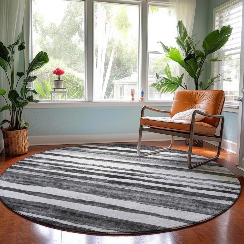 Dalyn Rug Company Neo NO16 8&#39; Round Charcoal Area Rug, , large
