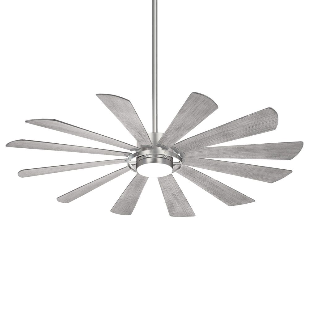 Minka-Aire Windmolen 65" Indoor/Outdoor Smart Ceiling Fan with LED Light in Brushed Steel, , large