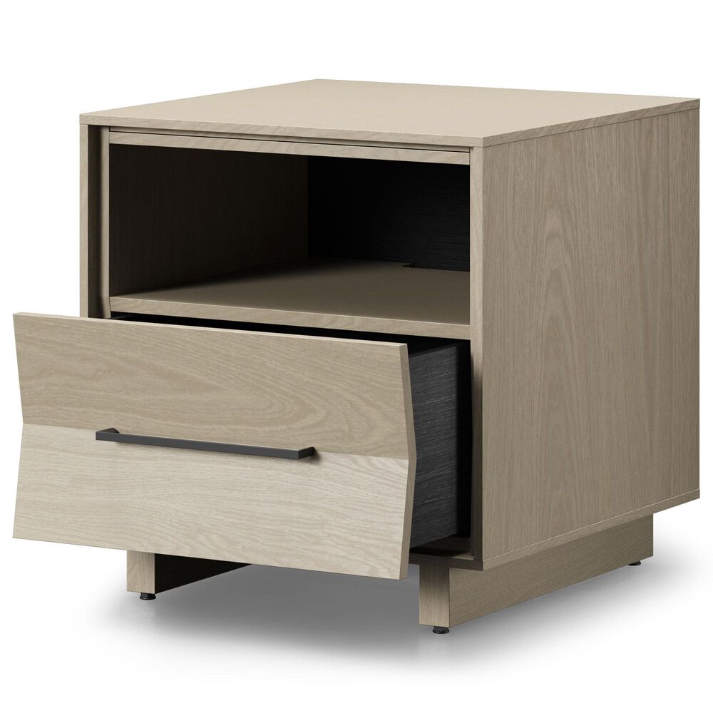 BDI Kava 20&quot; 1-Drawer Nightstand in Washed Oak with Outlets and USB Ports, , large