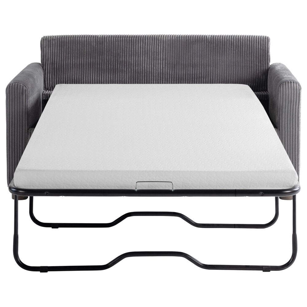 Lifestyle Solutions Drew Twin Loveseat Sleeper with Gray Cushion in Brown, , large