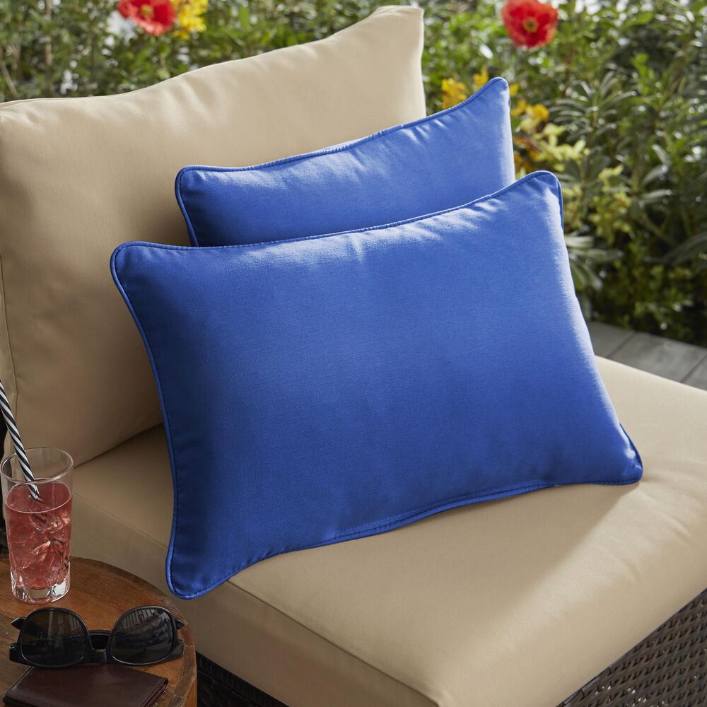 Sorra Home Sunbrella 12" x 24" Pillow in Canvas True Blue (Set of 2), , large