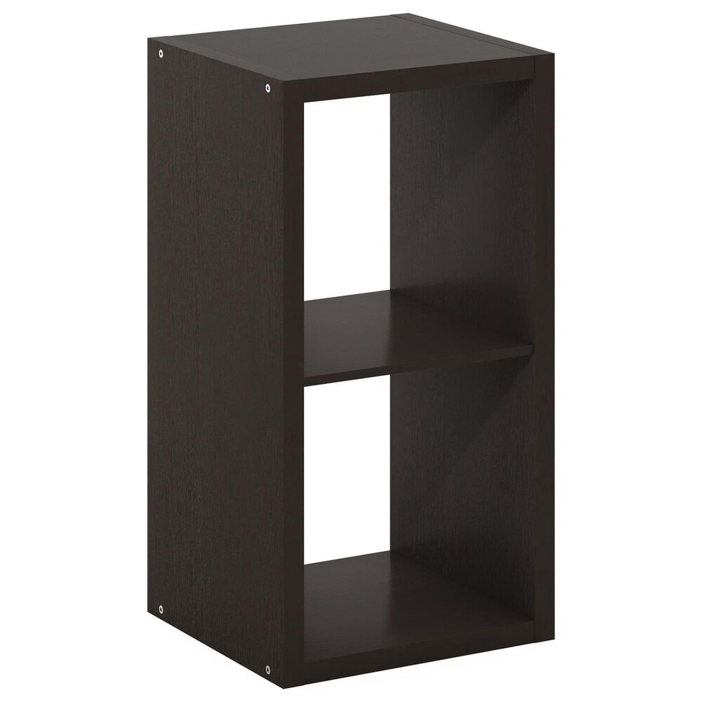 HOMLUX 2-Cube Reversible Open Back Bookshelf in Dark Oak, , large