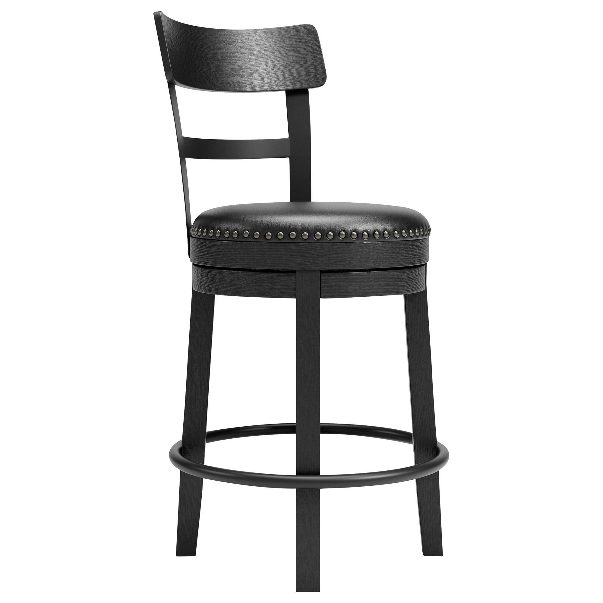 Signature Design by Ashley Valebeck 24 Counter Stool with Back in Antiqued Black NFM