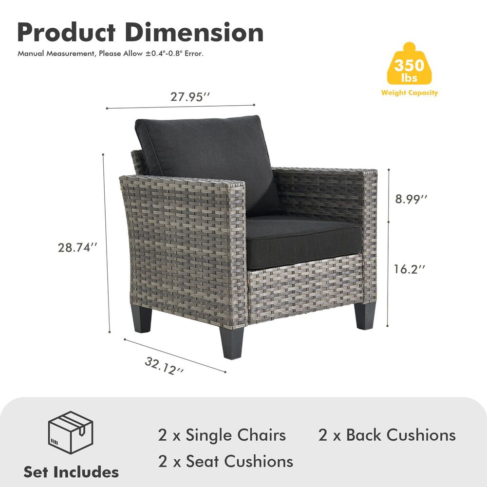 HOMLUX Patio Lounge Chair in Black (Set of 2), , large