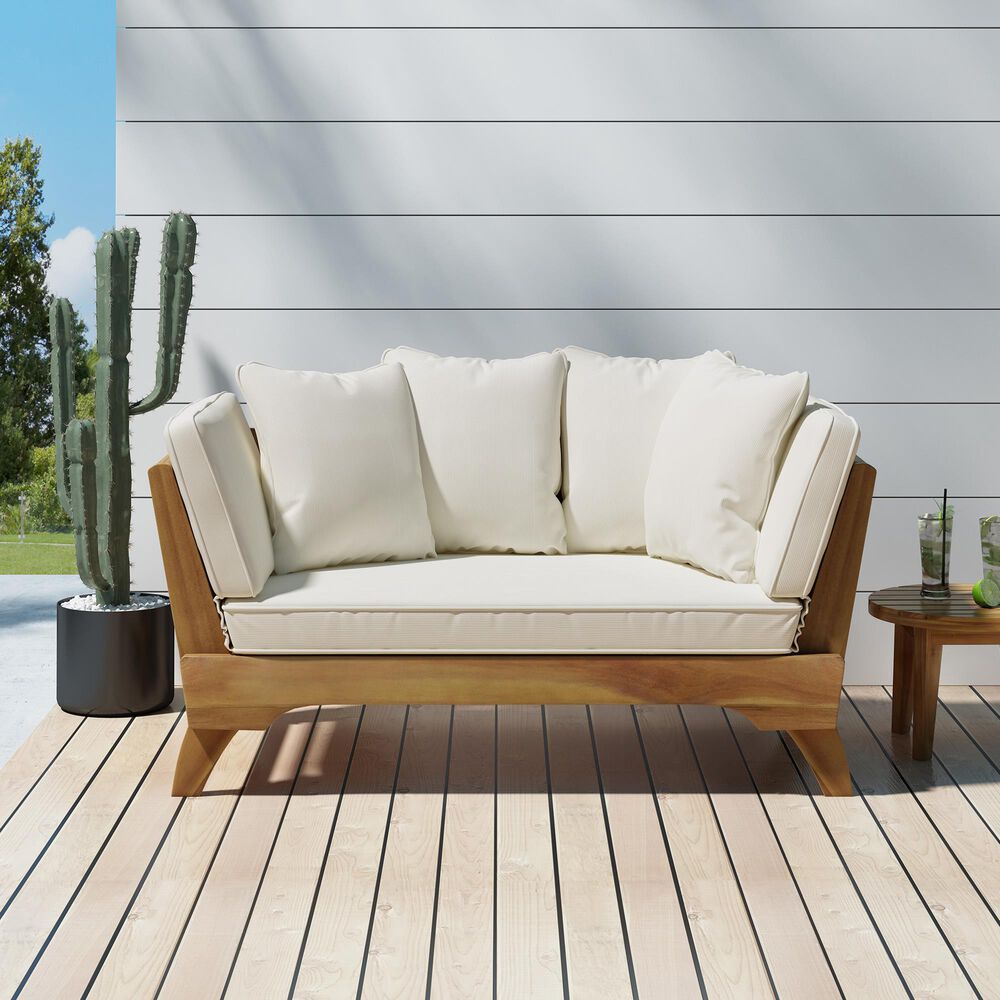 Hearth and Haven Serene Outdoor Full Expandable Sofa Daybed in Beige, , large