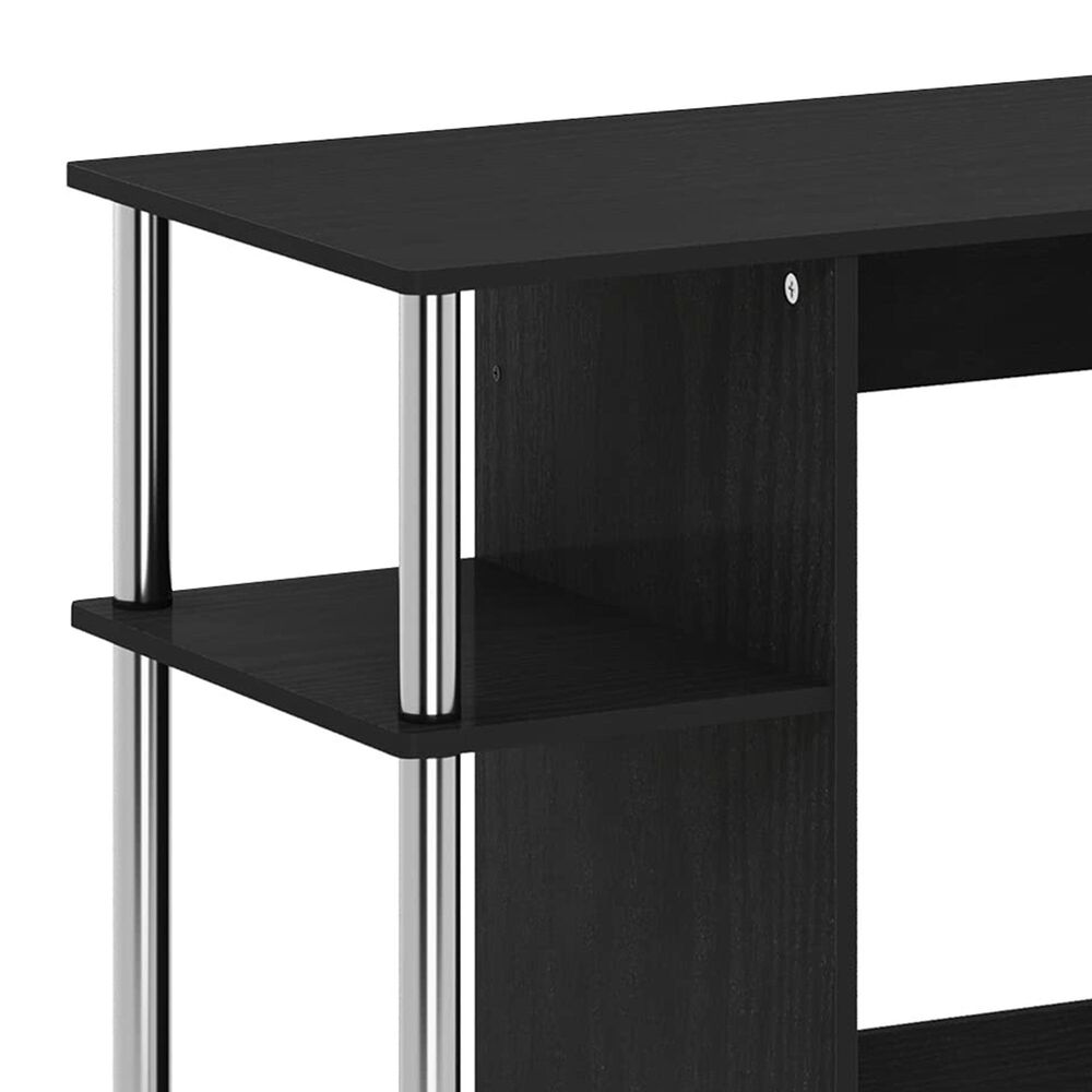 HOMLUX 38" Computer Desk with Dual Open Side Shelves in Americano and Stainless Steel, , large