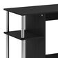 HOMLUX 38" Computer Desk with Dual Open Side Shelves in Americano and Stainless Steel, , large