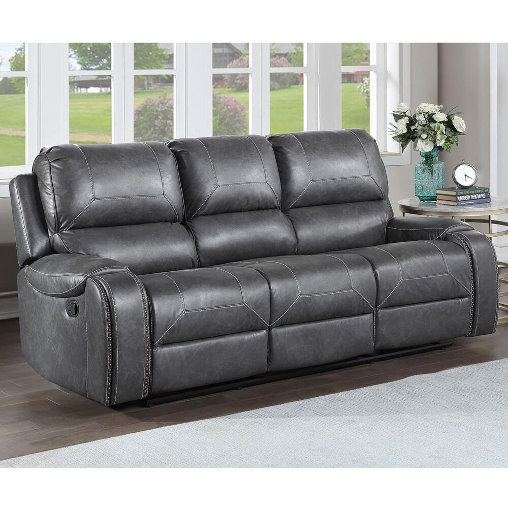 Crystal City Keily Manual Reclining Sofa with Dropdown Table in Dove Grey, , large