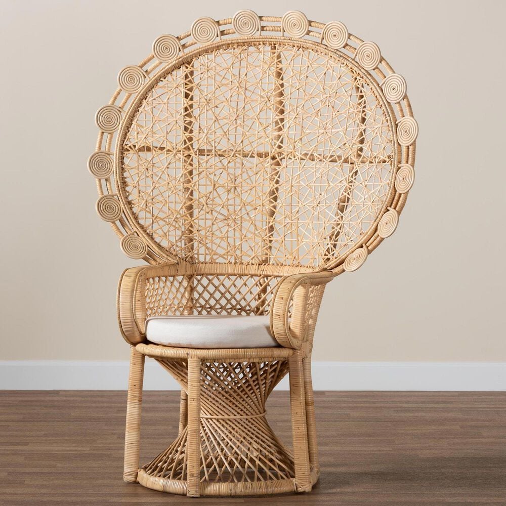 Baxton Studio Hecate Peacock Chair in Natural Brown, , large
