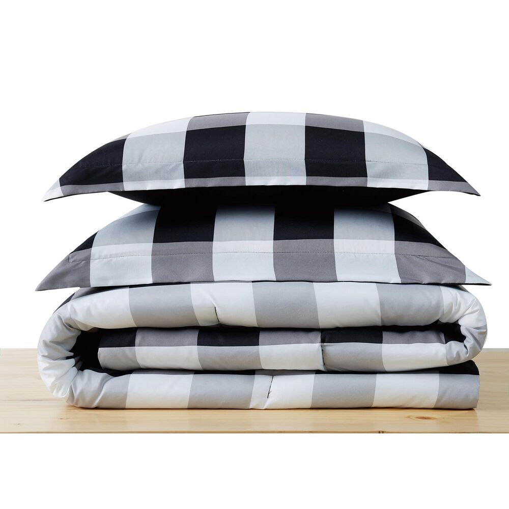 Pem America Truly Soft Everyday 3-Piece Full/Queen Comforter Set in Black and White, , large