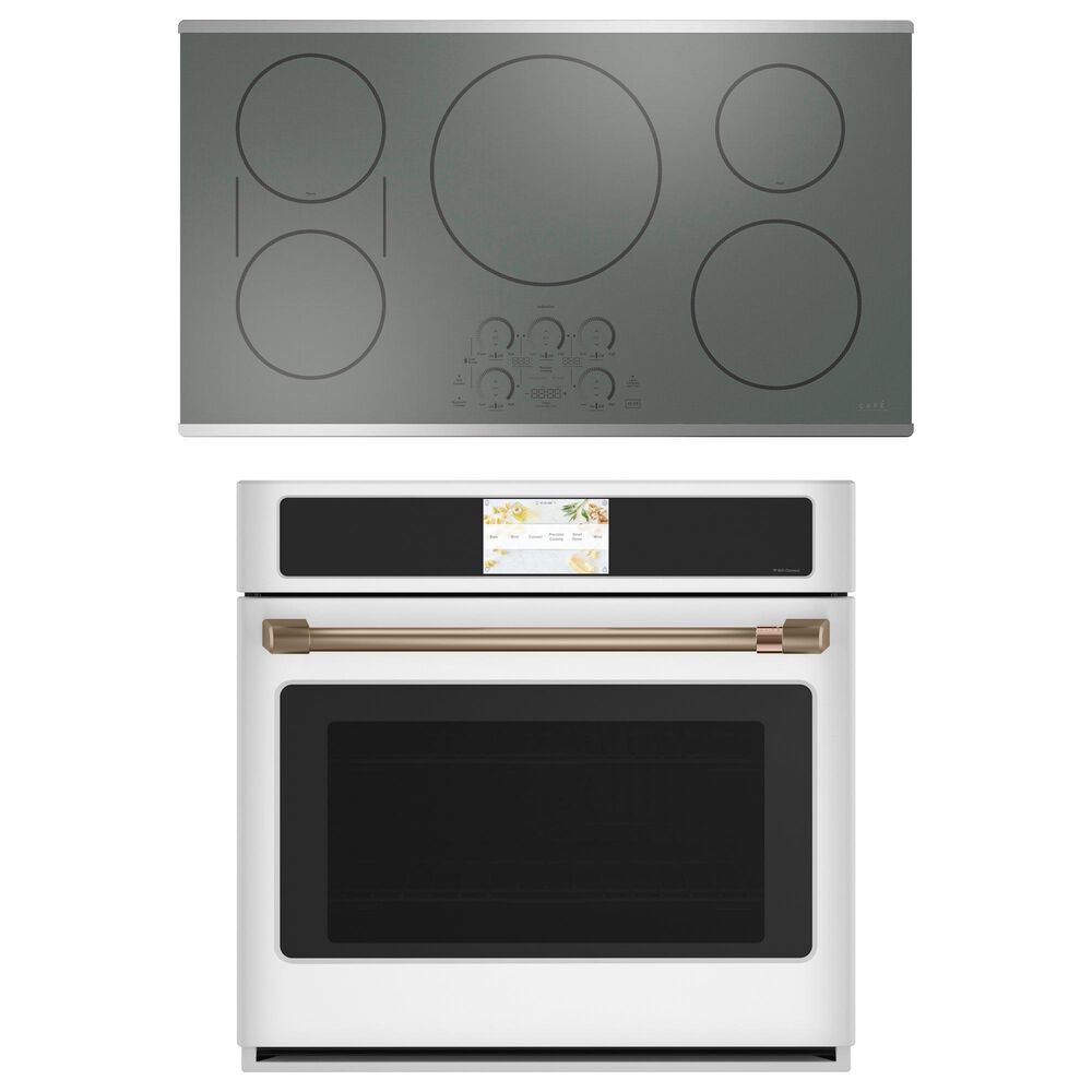 Cafe 2-Piece Kitchen Package with Matte White 30" Smart Built-In Convection Single Wall Oven and Stainless Steel 36" Touch Control Induction Cooktop, , large