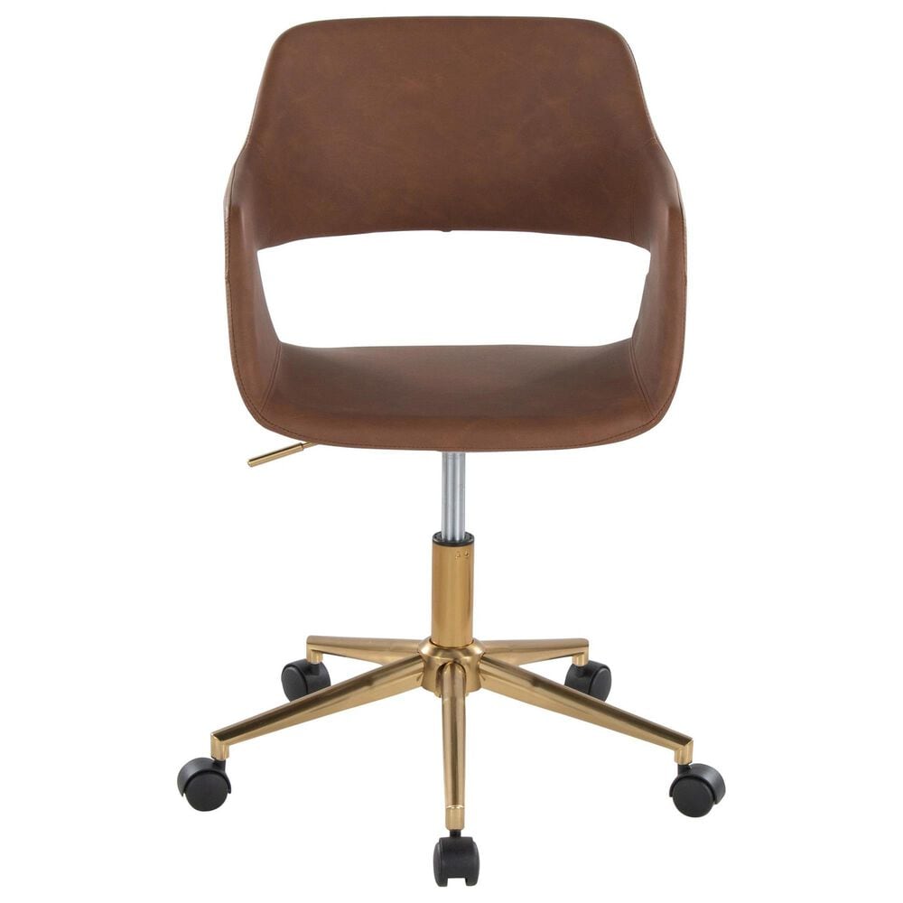 Lumisource Margarite Task Chair with Brown Faux Leather Cushion in Black, , large