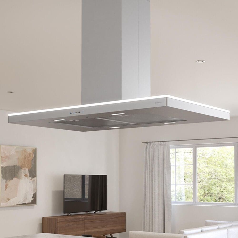 Zephyr Luce 42" Island-Mount Chimney Range Hood in Stainless Steel, , large