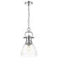 Golden Lighting Duncan 1-Light Small Pendant with Chain and Clear Shade in Chrome, , large