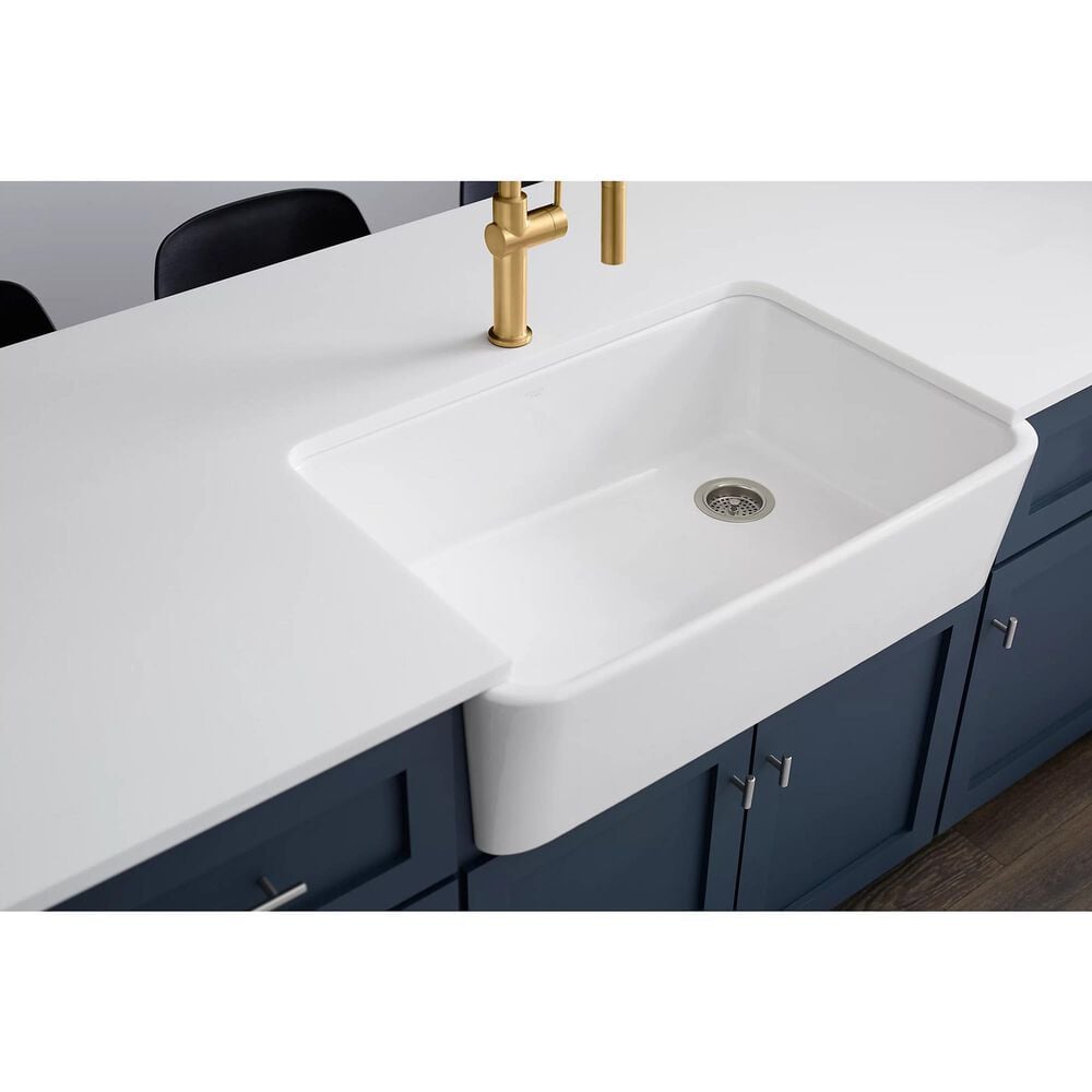 Kohler Ironridge 34" Undermount Single-Bowl Farmhouse Kitchen Sink in White, , large