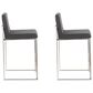 Lumisource Fuji High Back Counter Stool with Charcoal Fabric Cushion in Stainless Steel (Set of 2), , large