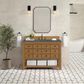 James Martin Malibu 48" Single Bathroom Vanity in Amber Birch with 3 cm Parisien Bleu Quartz Top and Rectangular Sink, , large