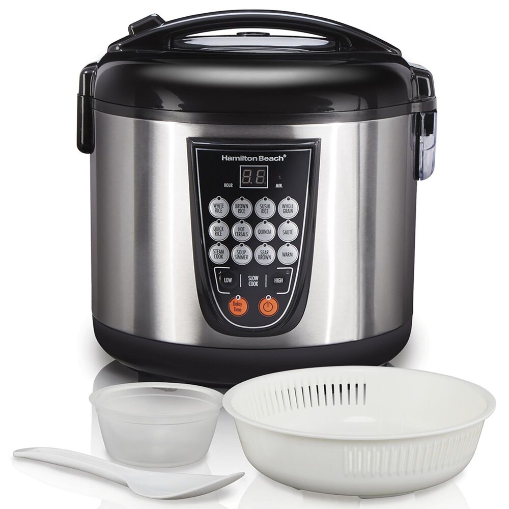 Hamilton Beach 4.5-Quart Digital Multi Cooker with 14 Pre-Programmed Settings in Stainless Steel, , large