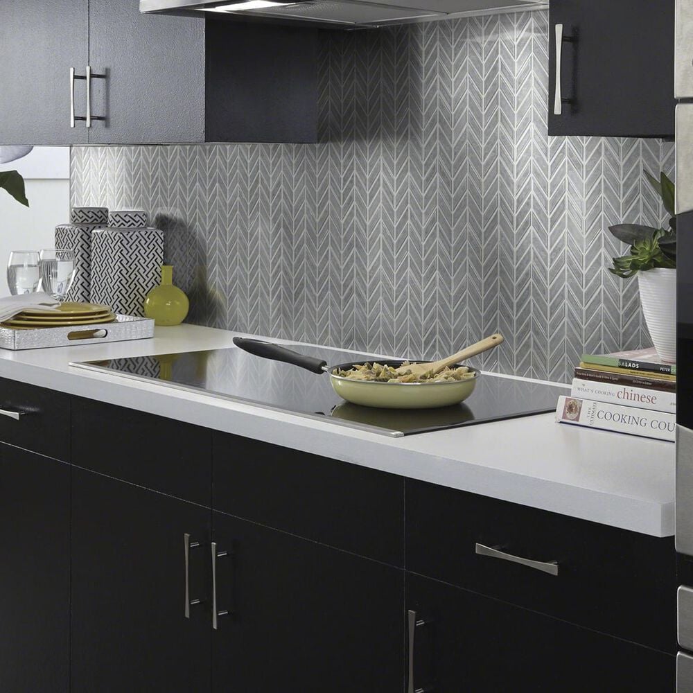 Shaw Geoscape Chevron Dark Grey 11.61" x 11.02" Ceramic Mosaic Sheet, , large