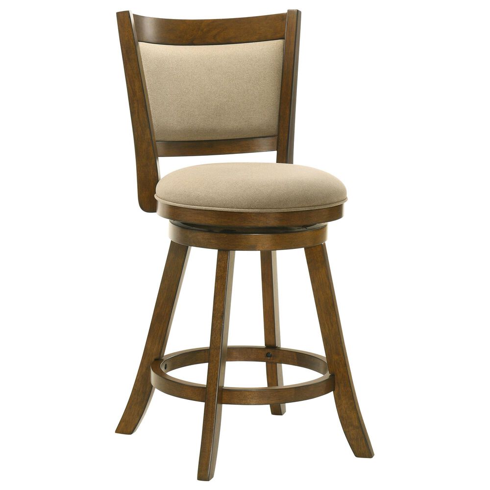 Armen Living Aiden Swivel Counter Height Stool with Gray Upholstery in Sepia Brown, , large