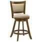 Armen Living Aiden Swivel Counter Height Stool with Gray Upholstery in Sepia Brown, , large