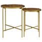 Pacific Landing Malka 2-Piece Round Nesting Table Set in Dark Brown and Gold, , large