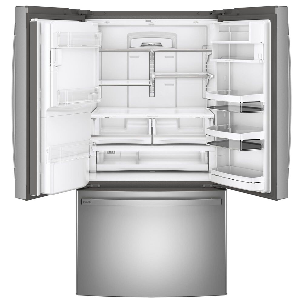 GE Profile 4-Piece Kitchen Package with 27.7 Cu. Ft. French Door Refrigerator and 30&quot; Smart Freestanding Electric Range in Stainless Steel, , large