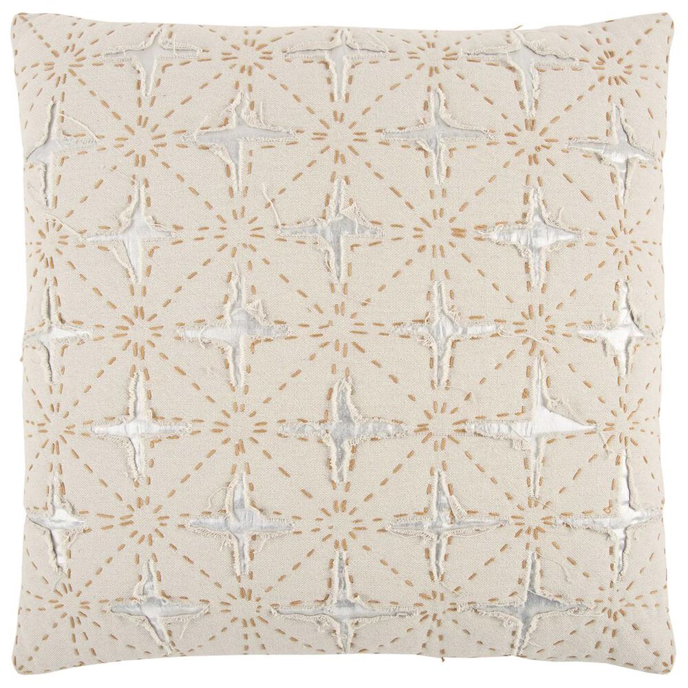 Rizzy Home 24" x 24" Pillow Cover in Beige with Silver, , large