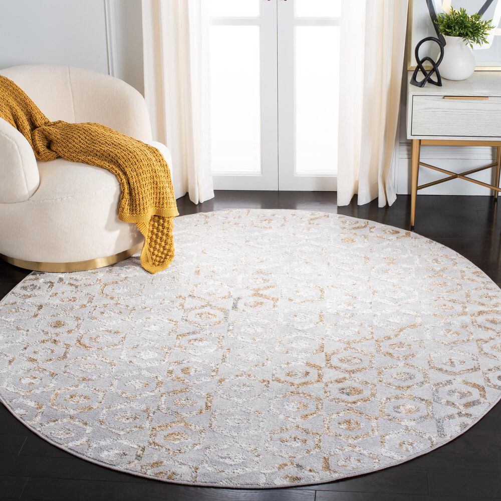 Safavieh Orchard 6&#39;7&quot; Round Grey and Gold Area Rug, , large