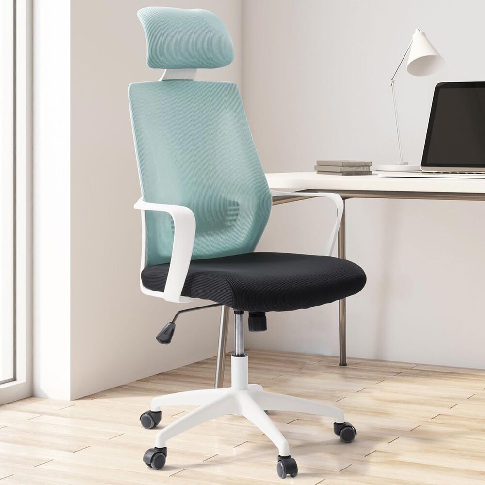 CorLiving Workspace Office Chair with White Frame in Teal and Black, , large