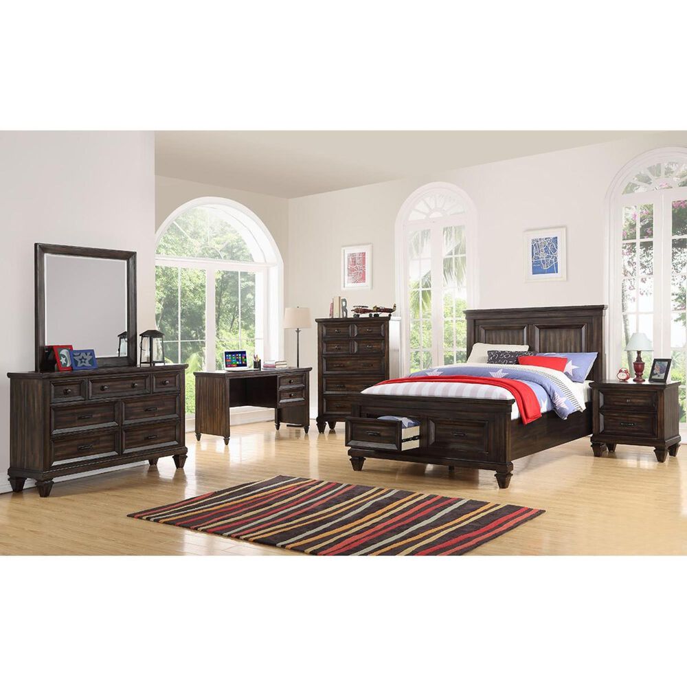 New Heritage Design Sevllia 5 Piece Full Storage Bedroom Set in Distressed Walnut, , large
