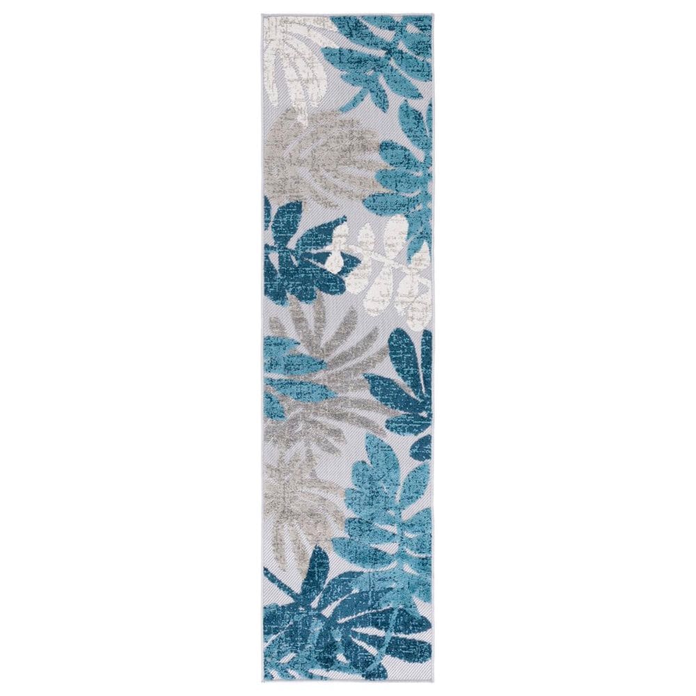 Safavieh Cabana CBN814F 2" x 8" Grey and Blue Indoor/Outdoor Area Performance Rug, , large