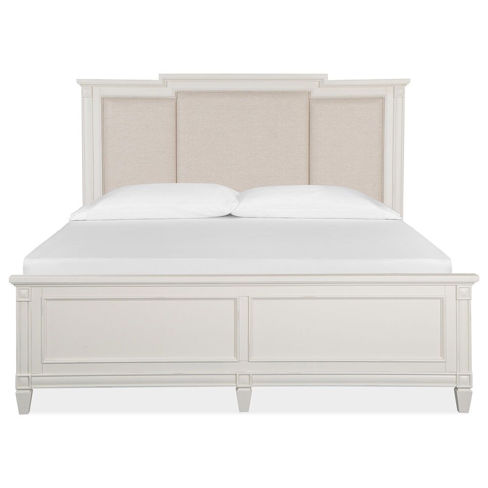 Nicolette Home Willowbrook King Panel Bed with Upholstered Headboard in Egg Shell White, , large