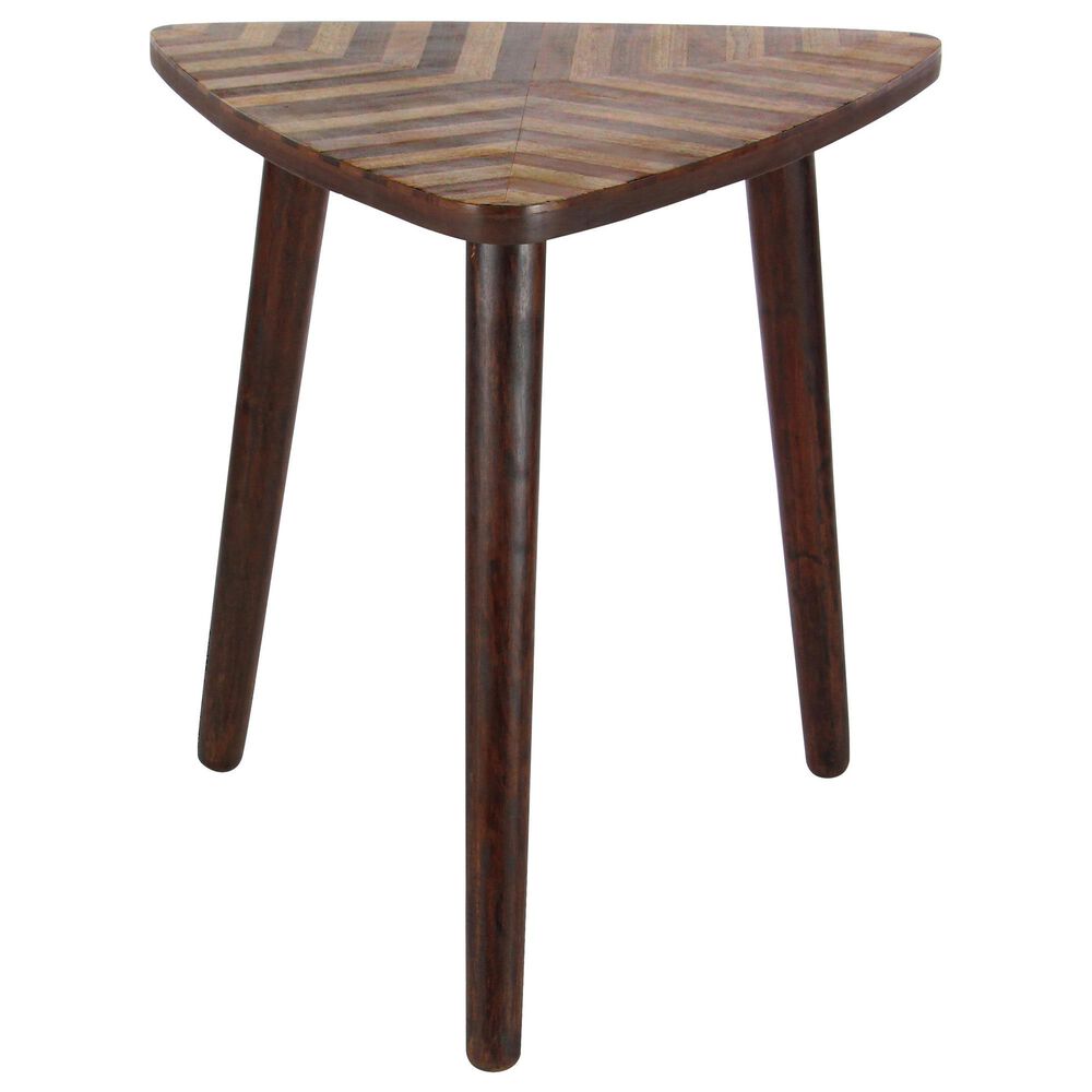 Maple and Jade Triangle End Table in Brown, , large