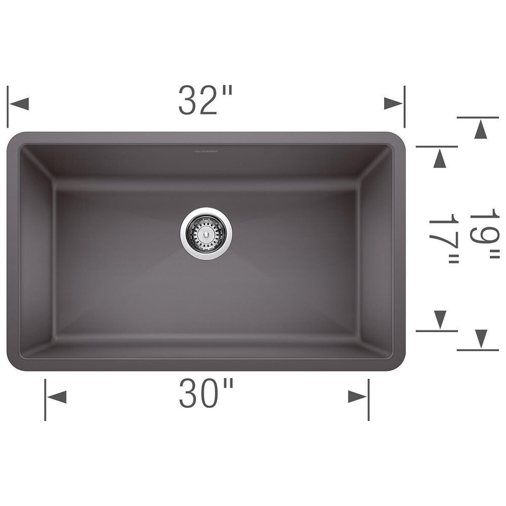 Blanco Precis 32&quot; Super Single Bowl Kitchen Sink in Cinder, , large