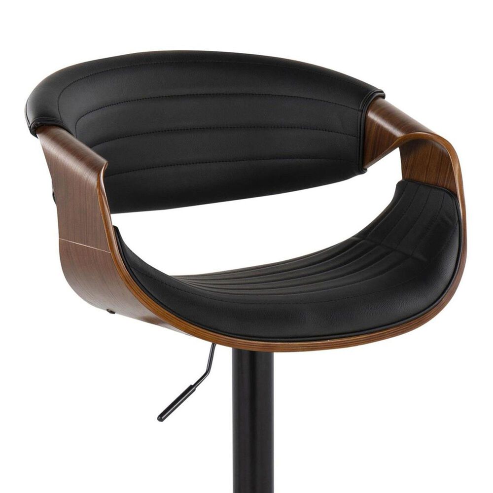 LumiSource Symphony Swivel Adjustable Bar Stool with Black Upholstery in Walnut and Black (Set of 2), , large