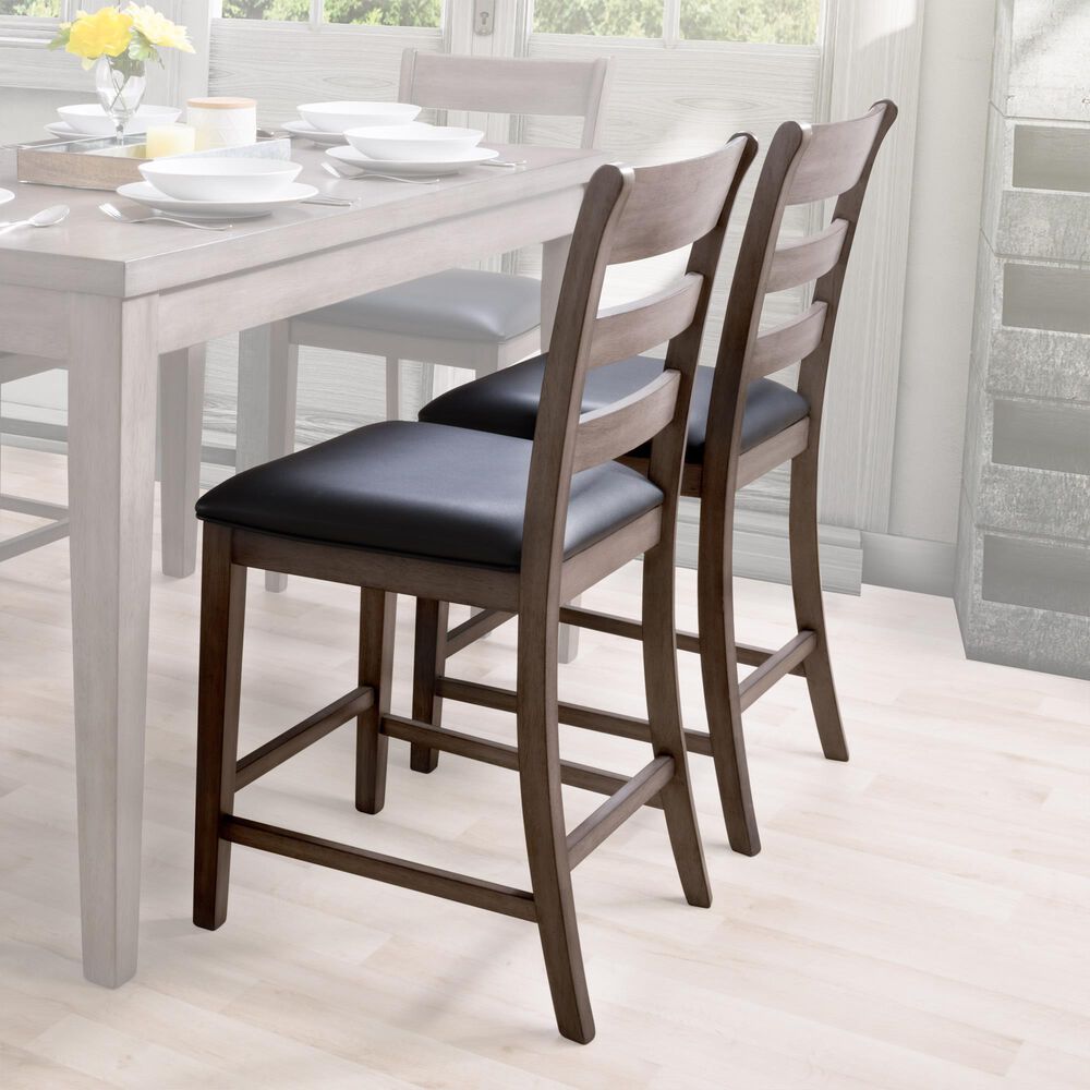 CorLiving New York Counter Height Chair in Washed Grey/Black &#40;Set of 2&#41;, , large