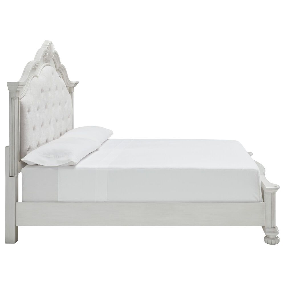 Ashley Montelaine King Upholstered Panel Bed in Antique White, , large