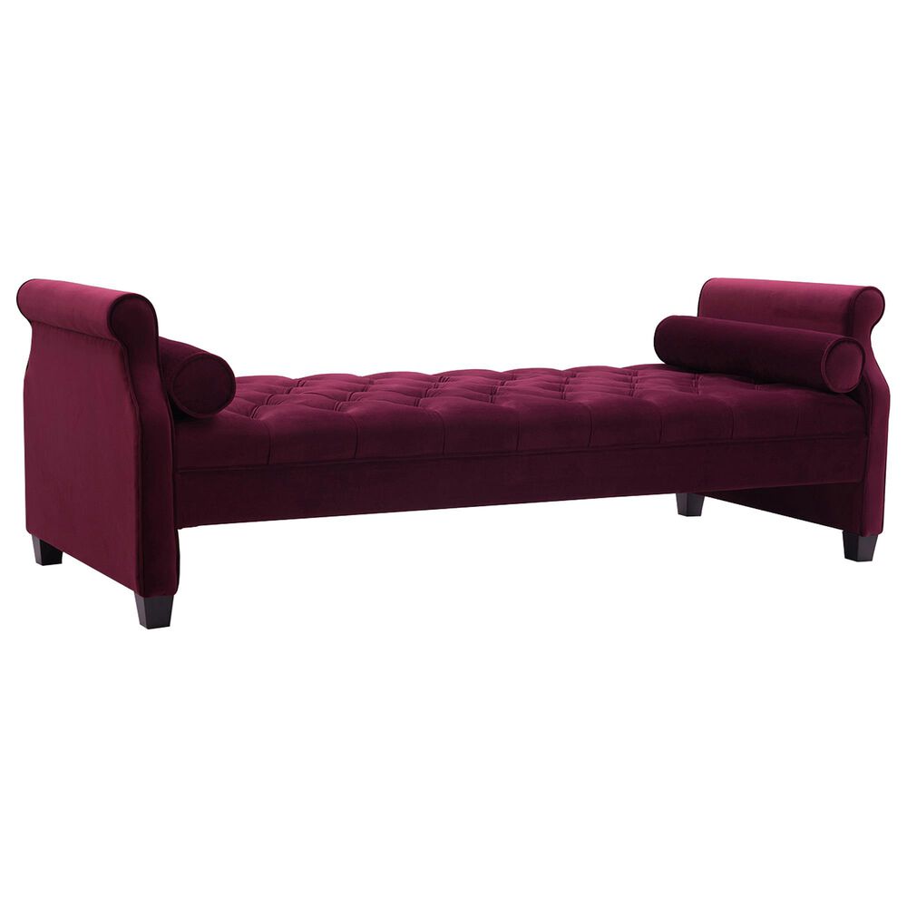 Jennifer Taylor Home Eliza Stationary Sofa Bed in Burgundy Velvet, , large