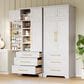 HOMLUX HOMLUX 78.2" Tall Farmhouse Kitchen Pantry Cabinet with 8 Door Shelves, Storage Cabinet with 3 Adjustable Shelves, 3 Large Drawers, Versatile Cupboard for Kitchen, Dining & Bathroom, Retro White, , large