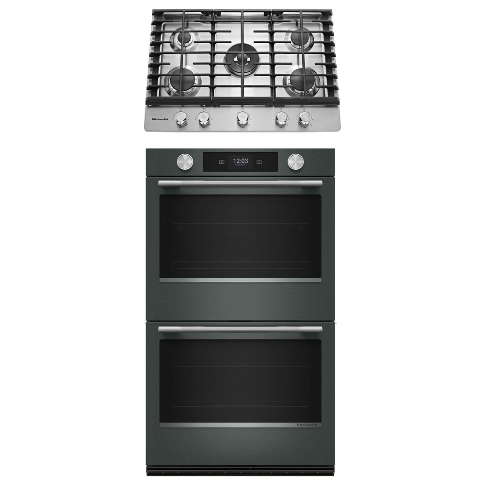 KitchenAid 2-Piece Kitchen Package with Juniper 30" Smart Double Wall Oven and Stainless Steel 30" Gas Cooktop, , large