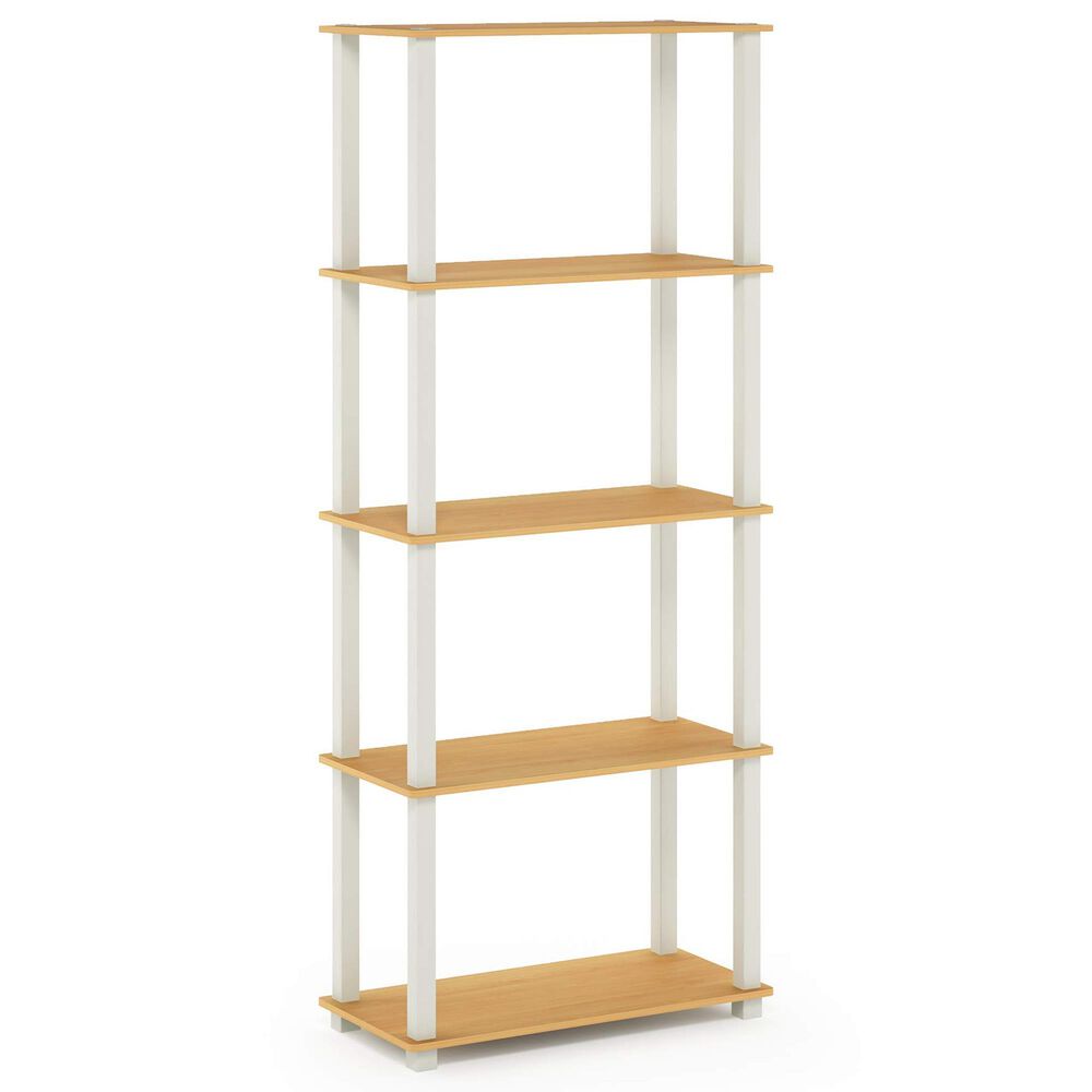 HOMLUX 5-Tier Display Rack in Beech and White, , large