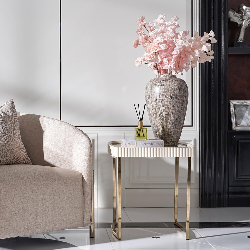 Vista Haus Lisbon End Table in Silken Matte Cream, , large