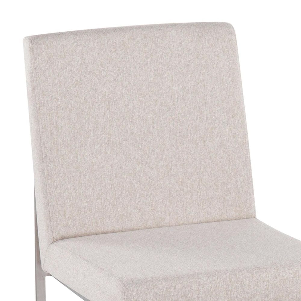 Lumisource Fuji Side Chair with Beige Cushion in Brushed Stainless Steel &#40;Set of 2&#41;, , large