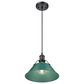 Golden Lighting Orwell 1-Light Medium Pendant with Pine Green Shade in Matte Black, , large
