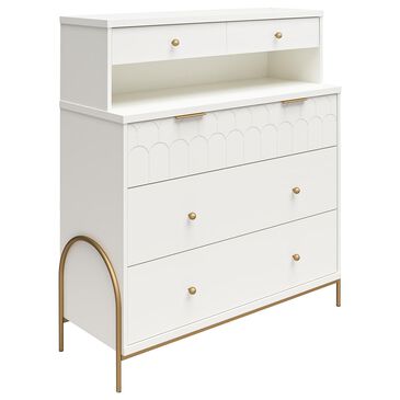 DHP Anastasia 4-Drawer Dresser in White and Gold, , large