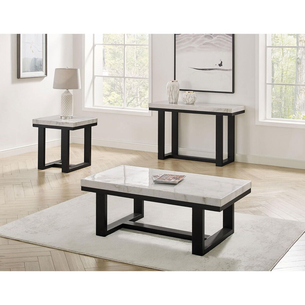 Steve Silver Lucca End Table in White Marble and Espresso, , large