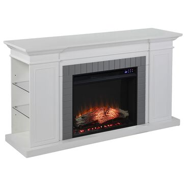 Southern Enterprises Rylana Bookcase Electric Fireplace in White/Gray, , large