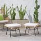 Hearth and Haven Montana Outdoor Ottoman with Beige Cushion in Light Brown and Black (Set of 2), , large