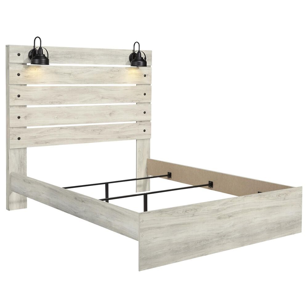 Ashley Cambeck 4 Piece Queen Bedroom Set in Whitewash with Slat Panel Bed, Dresser and 2 Nightstands, , large